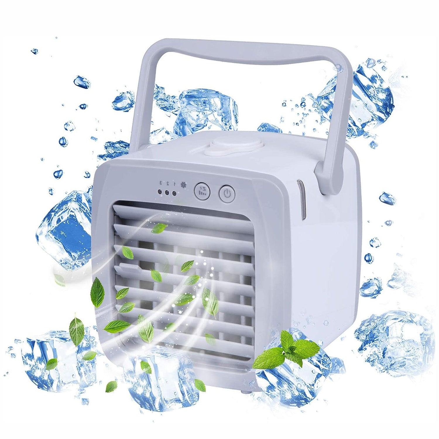 Portable Mini Air Conditioner Fan with Handle Mini Evaporative Air Cooler Cooling Fan - Luckyermore