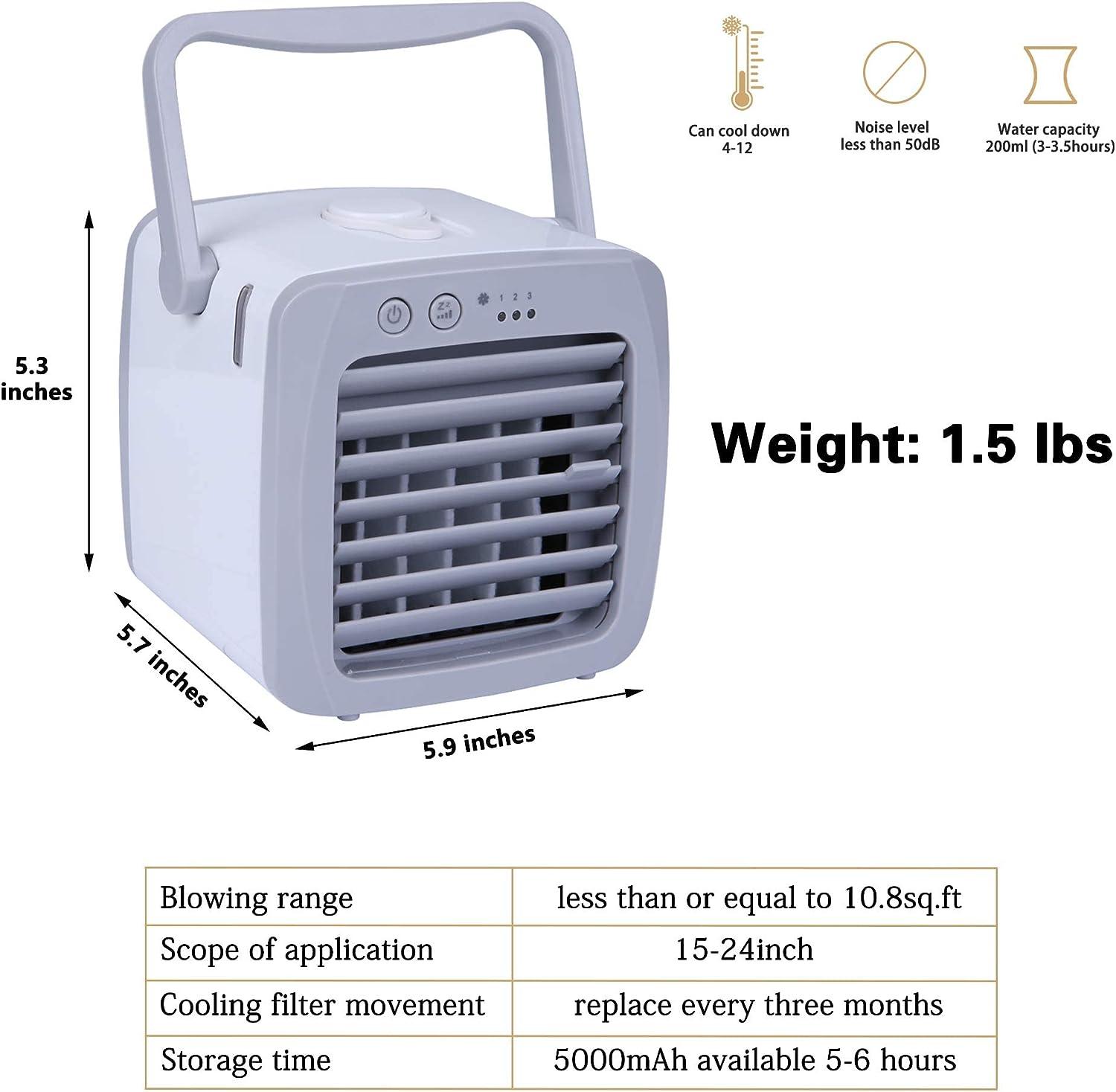 Portable Mini Air Conditioner Fan with Handle Mini Evaporative Air Cooler Cooling Fan - Luckyermore