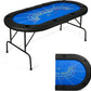 LUCKYERMORE 70.8" Folding Poker Table 8 Player with 8 Cup Holder for Texas Casino Leisure Game, Blue