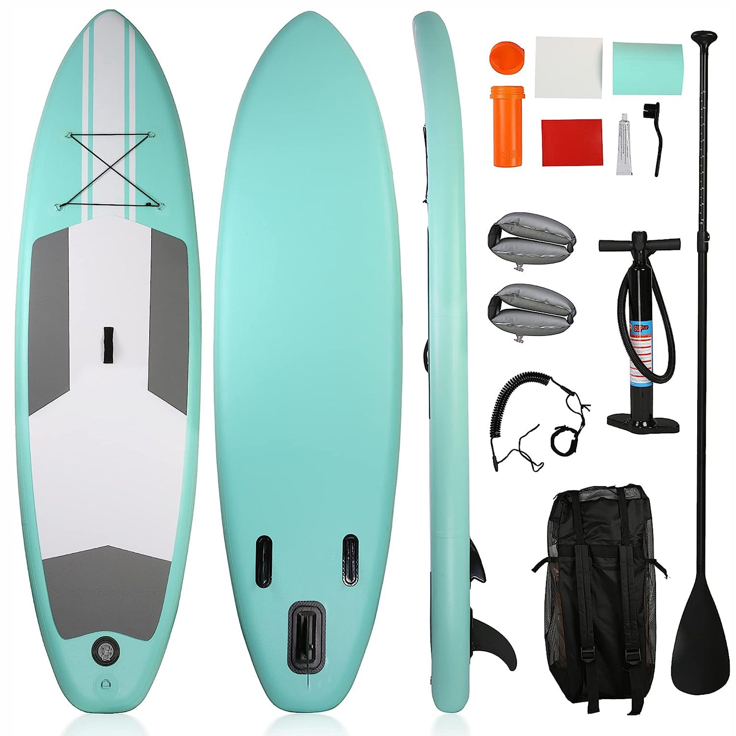 LUCKYERMORE 10'x31''x6'' Inflatable Stand Up Paddle Board with SUP Accessories & Carry Bag, Green