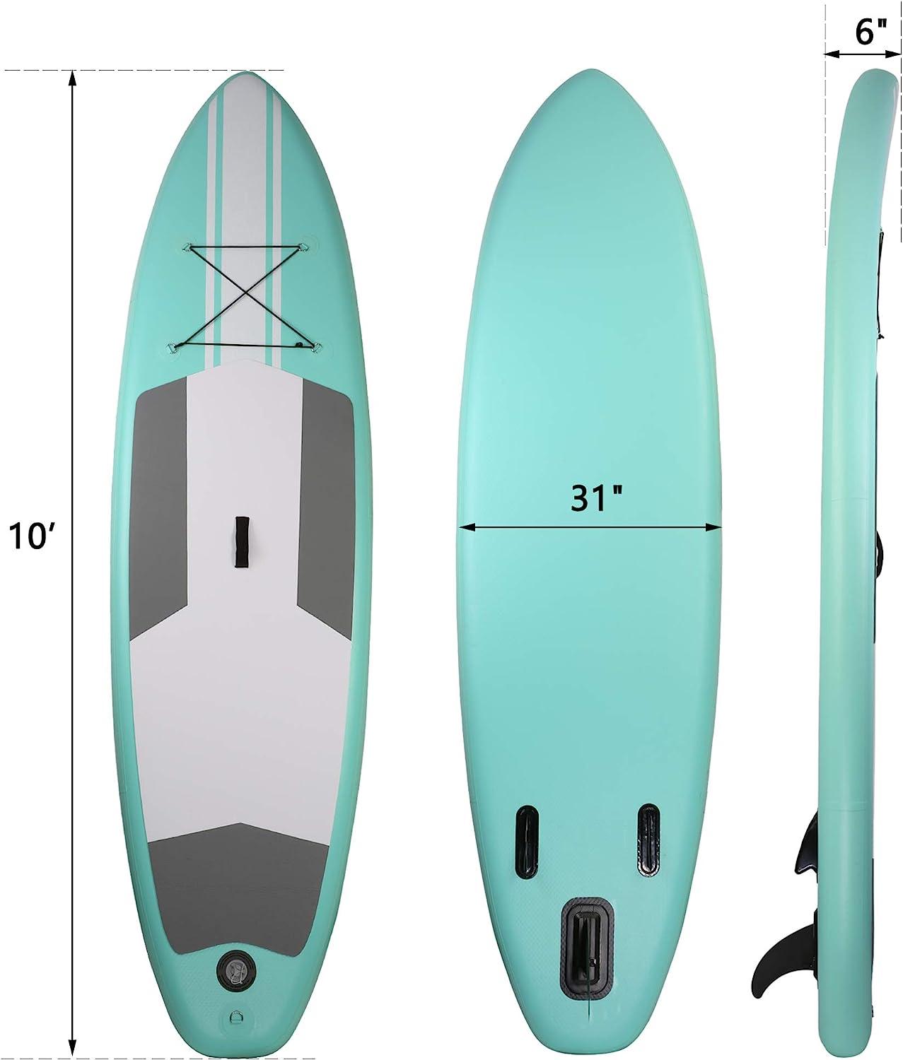 LUCKYERMORE 10'x31''x6'' Inflatable Stand Up Paddle Board with SUP Accessories & Carry Bag, Green