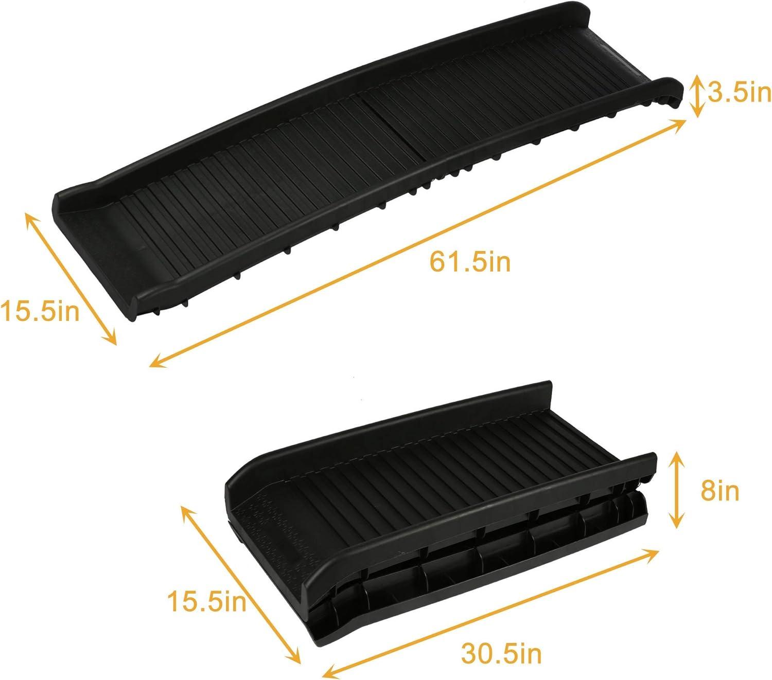 LUCKYERMORE 5ft Folding Dog Ramp Portable Anti-Slip Pet Ramp with Wide Steps Raised Side, Black
