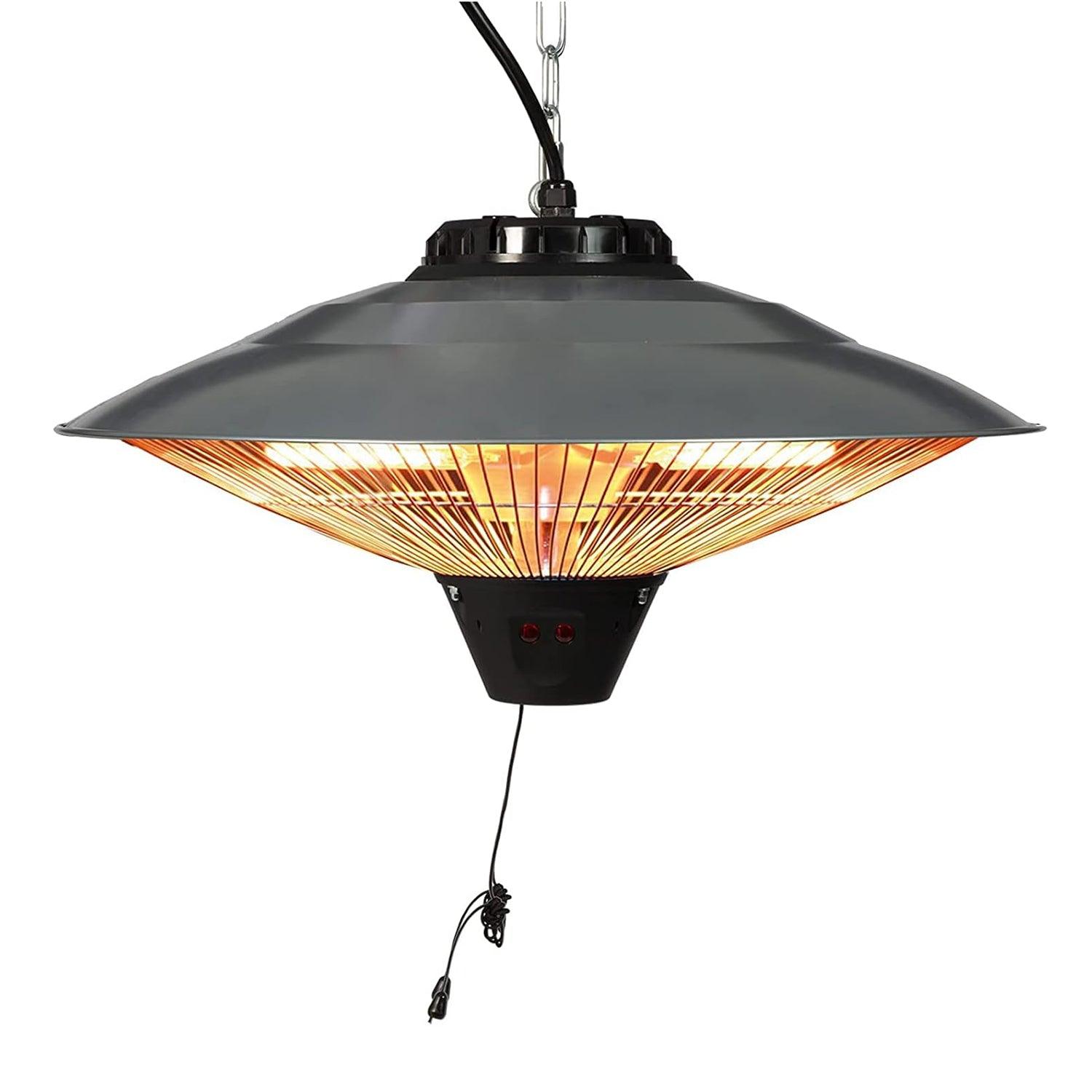 1500W Outdoor/Indoor Electric Patio Heater Hanging Infrared Patio Heater, 2 Adjustable Settings Waterproof - Luckyermore