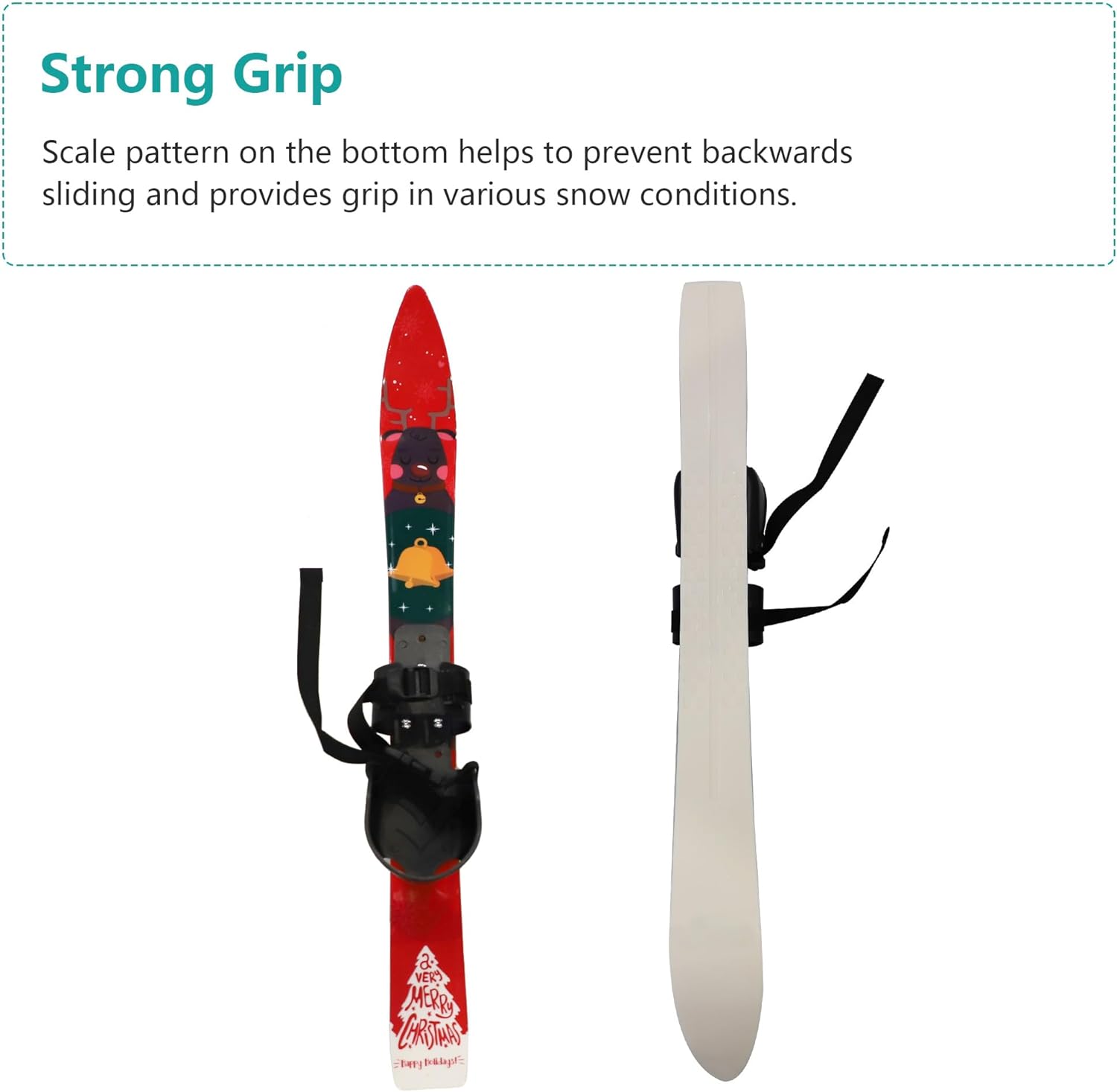 Snow Ski and Pole Set with Bindings 25.6" Ski Boards for Kids Age 2-4 Beginners, Red