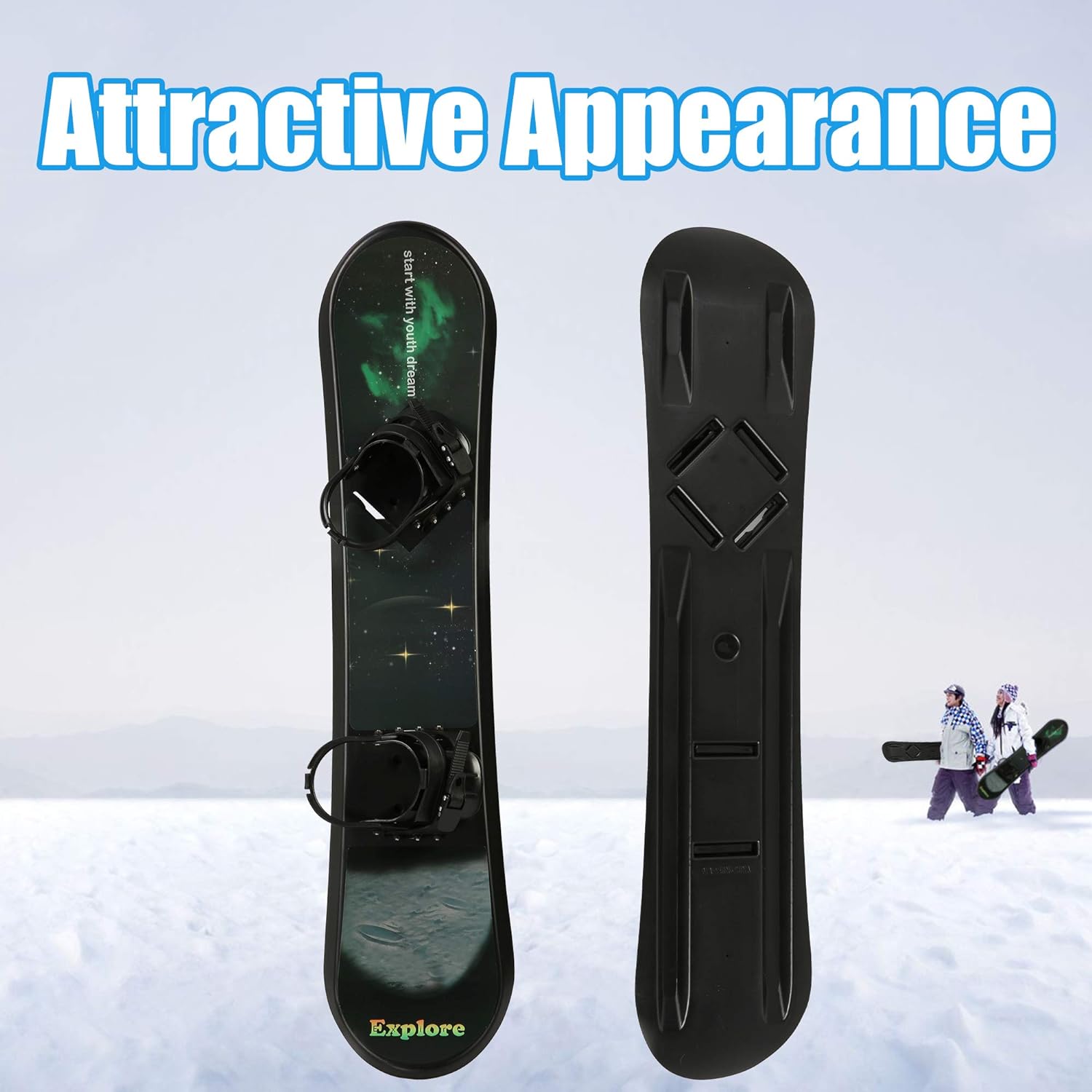 43.3" Snowboard for Kids Beginners Age 5-15 with Adjustable Step-in Bindings Winter Sport Ski Snow Board