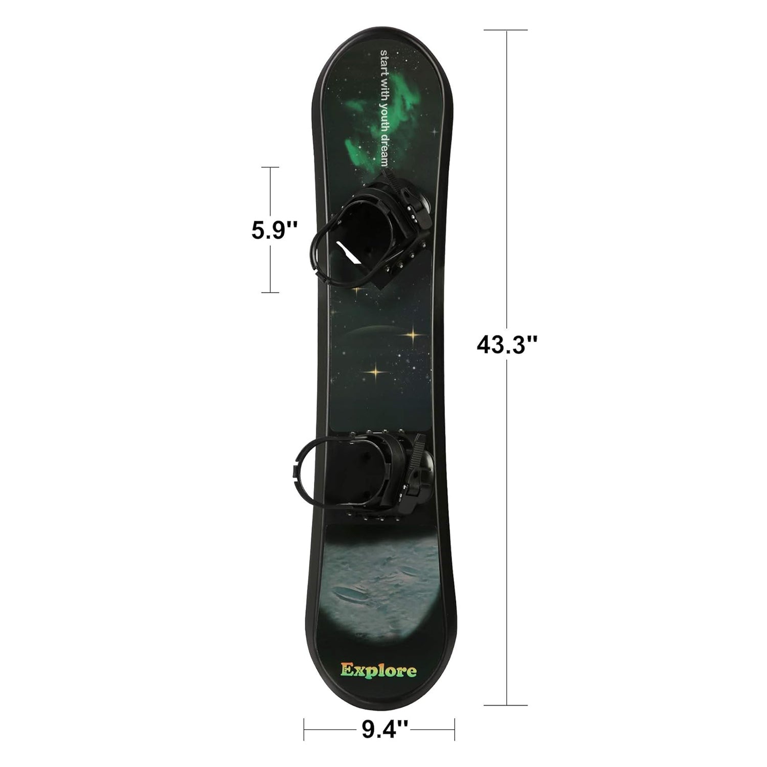 43.3" Snowboard for Kids Beginners Age 5-15 with Adjustable Step-in Bindings Winter Sport Ski Snow Board