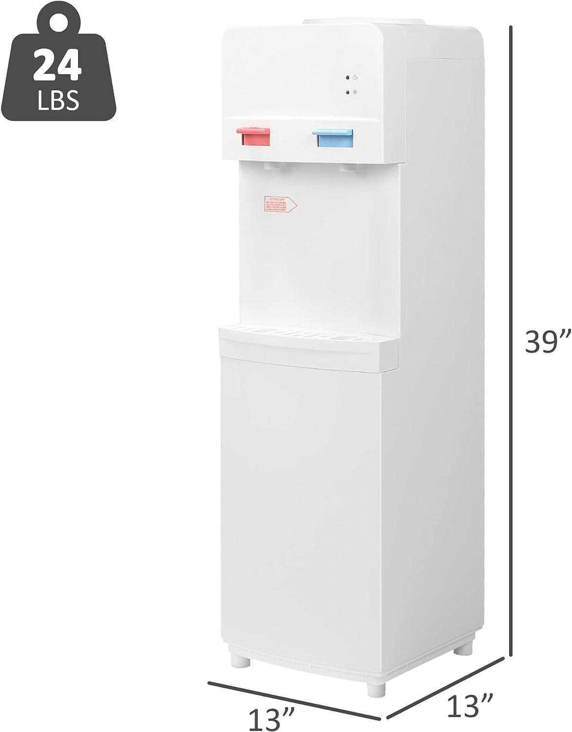 3-5 Gallon Top Loading Water Dispenser Cooler Hot and Cold with Child Safety Lock, ETL Listed, White