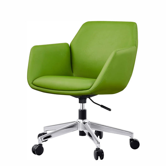 Upholstered Office Chair for Home Adjustable Height Swivel PU Modern Office Chair, Green