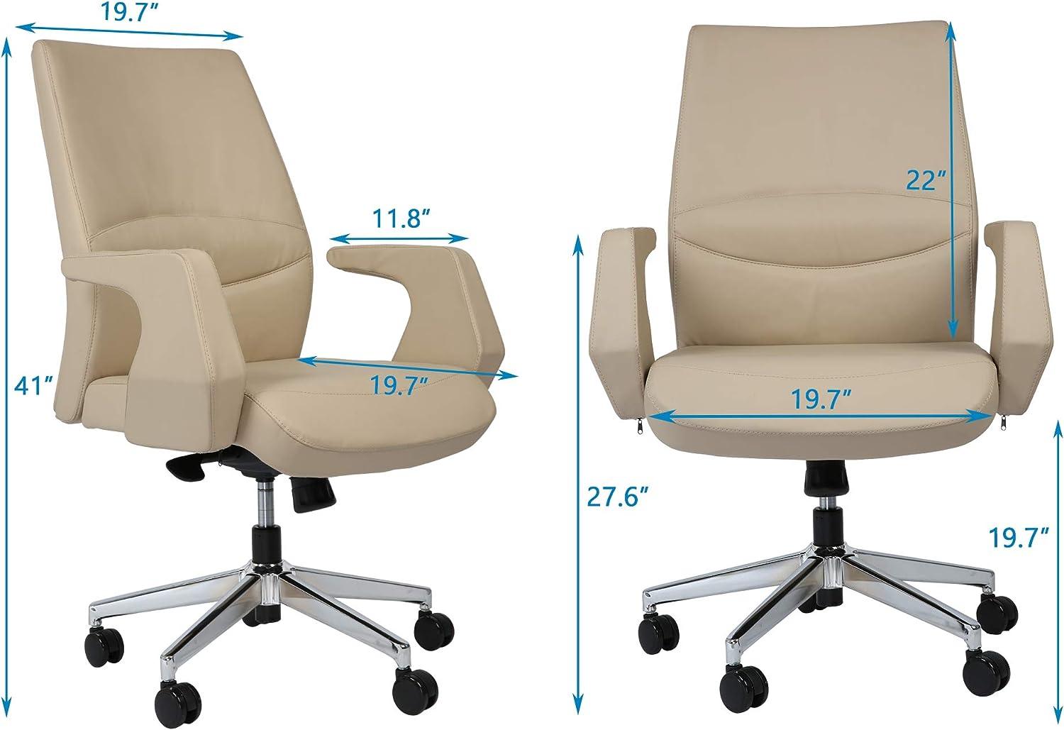 Executive Office Chair Ergonomic Leather Chair with Padded Armrests Lumbar Support - Luckyermore