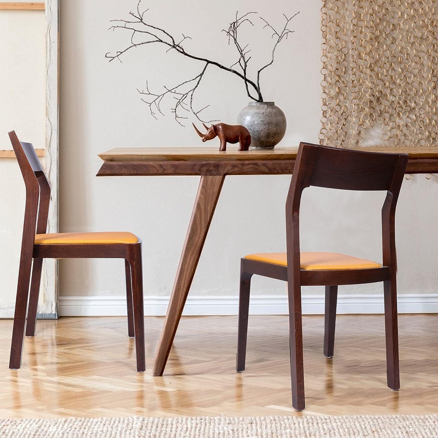 LUCKYERMORE Set of 2 Dining Chairs Mid Century Upholstered Side Chairs with Beech Wood Frame