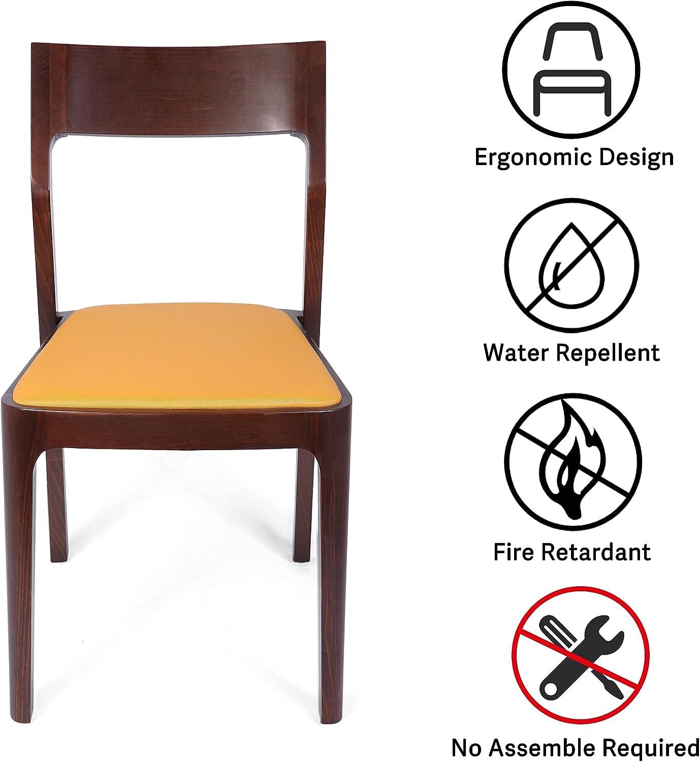 LUCKYERMORE Set of 2 Dining Chairs Mid Century Upholstered Side Chairs with Beech Wood Frame