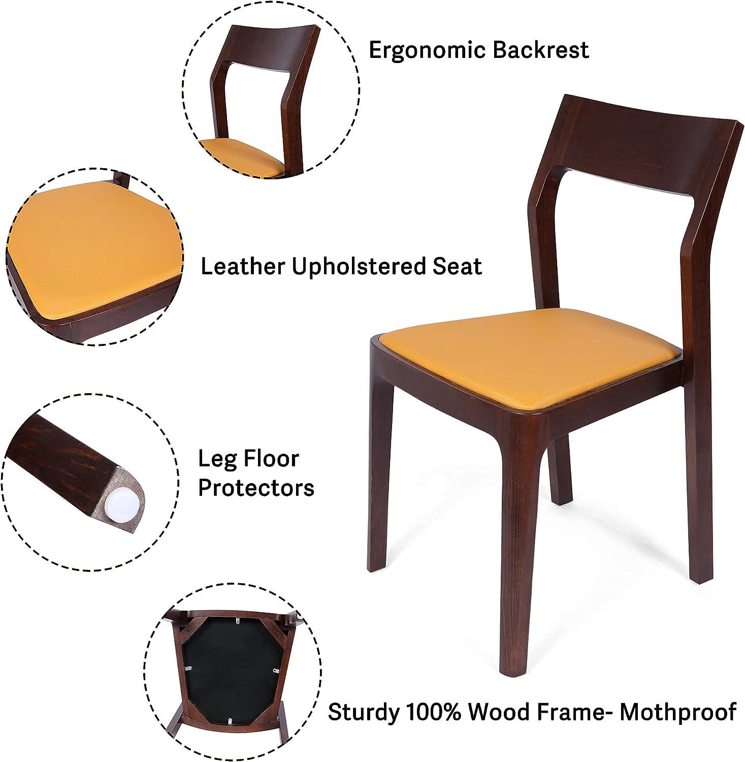 LUCKYERMORE Set of 2 Dining Chairs Mid Century Upholstered Side Chairs with Beech Wood Frame