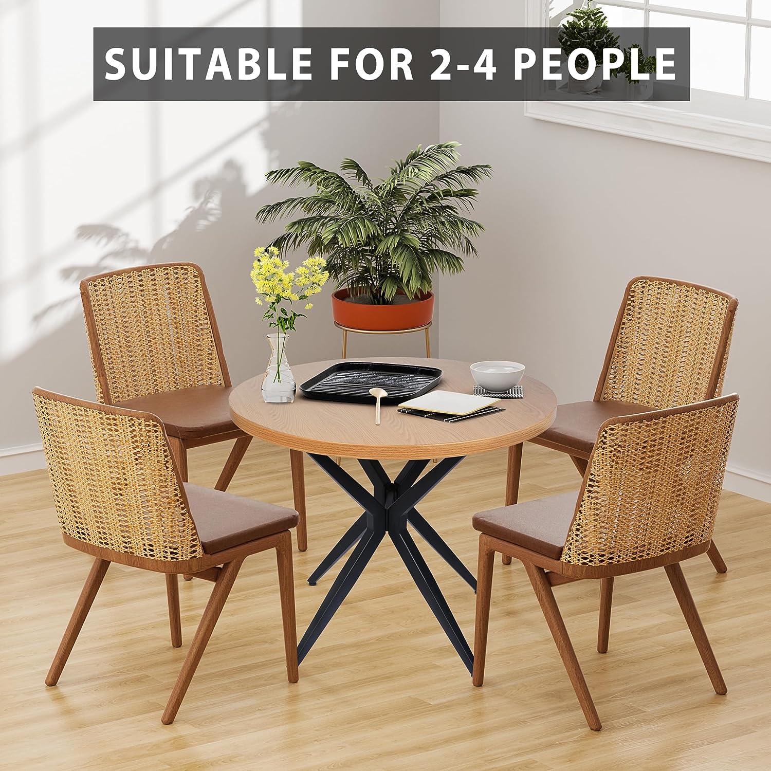 LUCKYERMORE 36" Round Dining Table for 2-4 Modern Kitchen Table with Metal Leg
