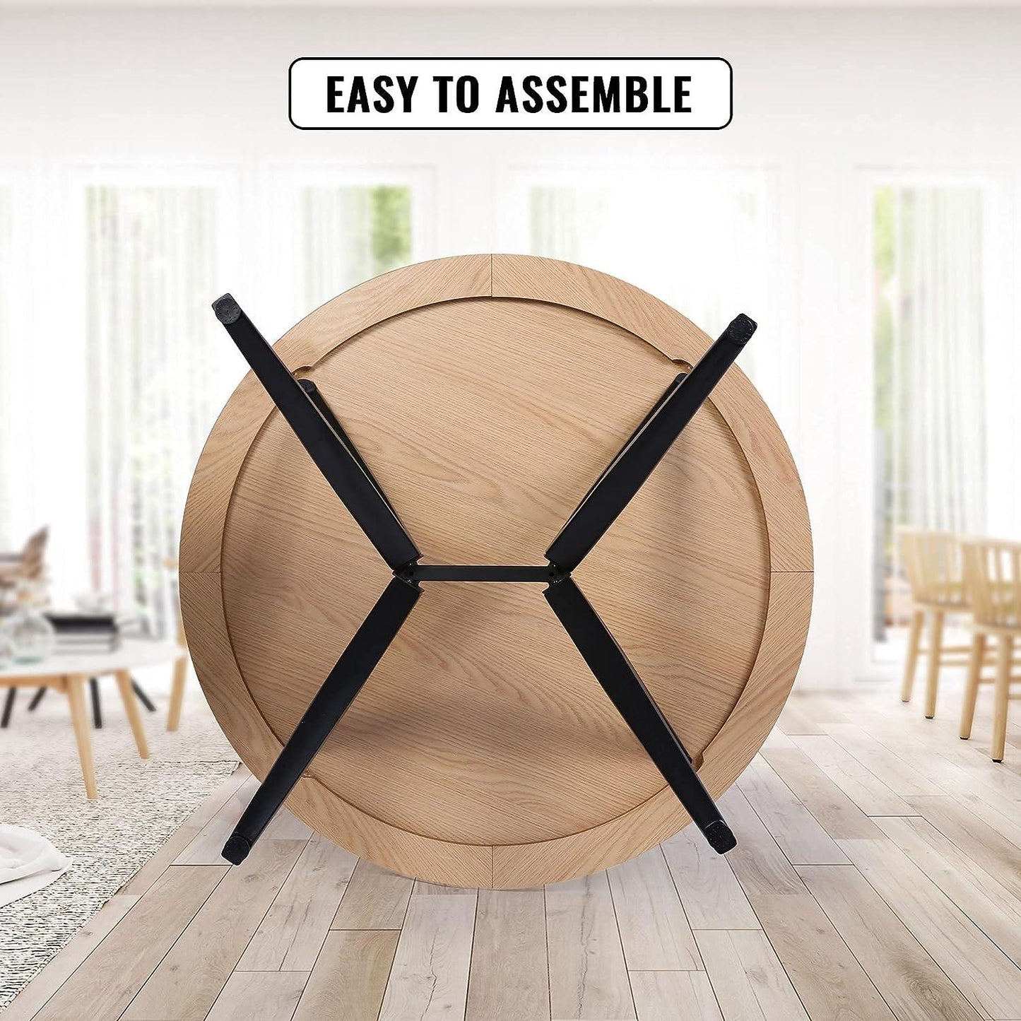 LUCKYERMORE 36" Round Dining Table for 2-4 Modern Kitchen Table with Metal Leg