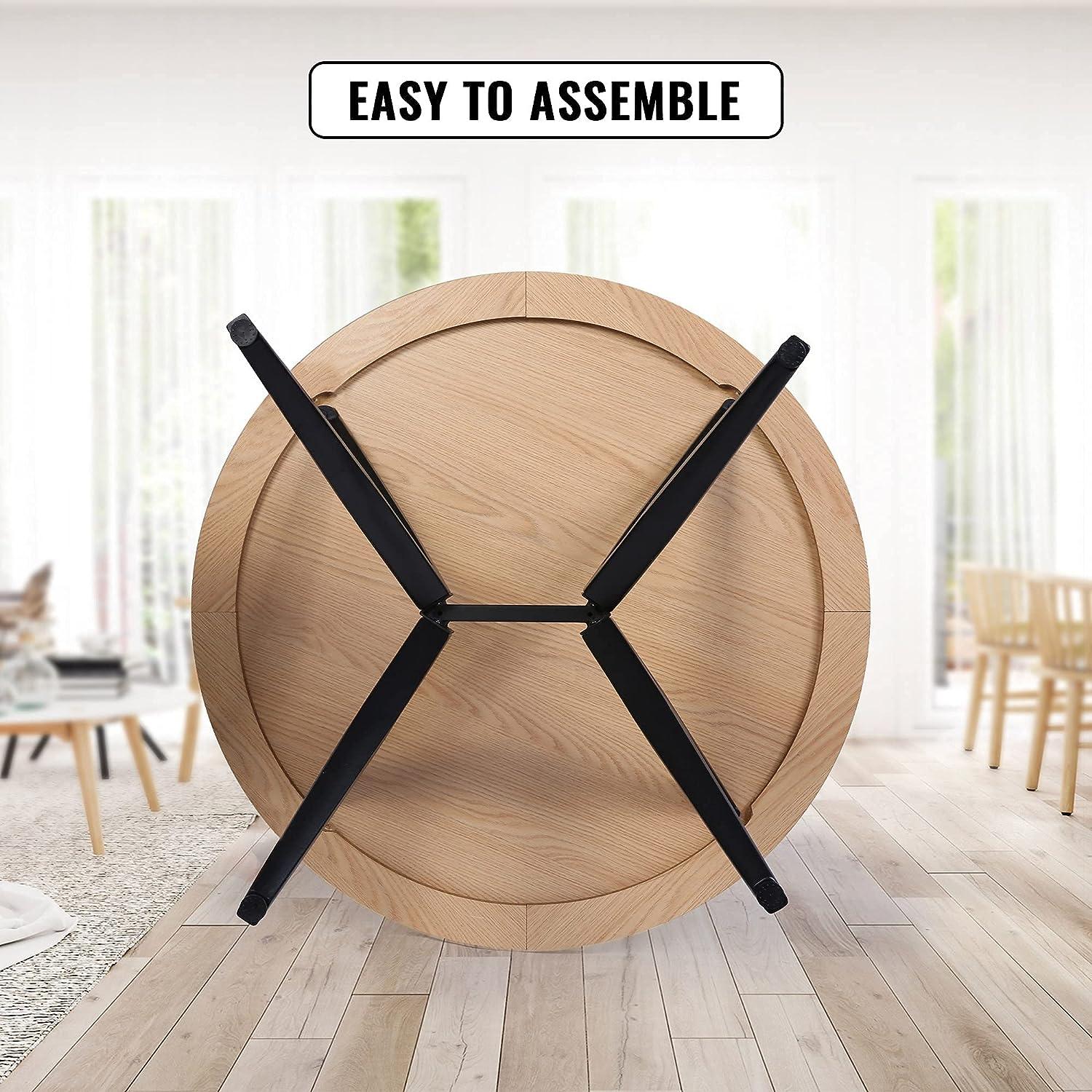 LUCKYERMORE 36" Round Dining Table for 2-4 Modern Kitchen Table with Metal Leg