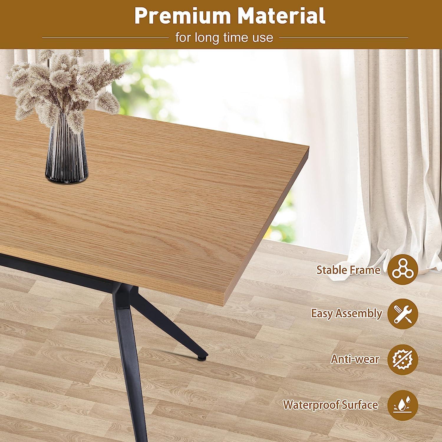 LUCKYERMORE 48" x 30" Modern Wooden Dining Table for 4-6 Kitchen Table with Metal Legs