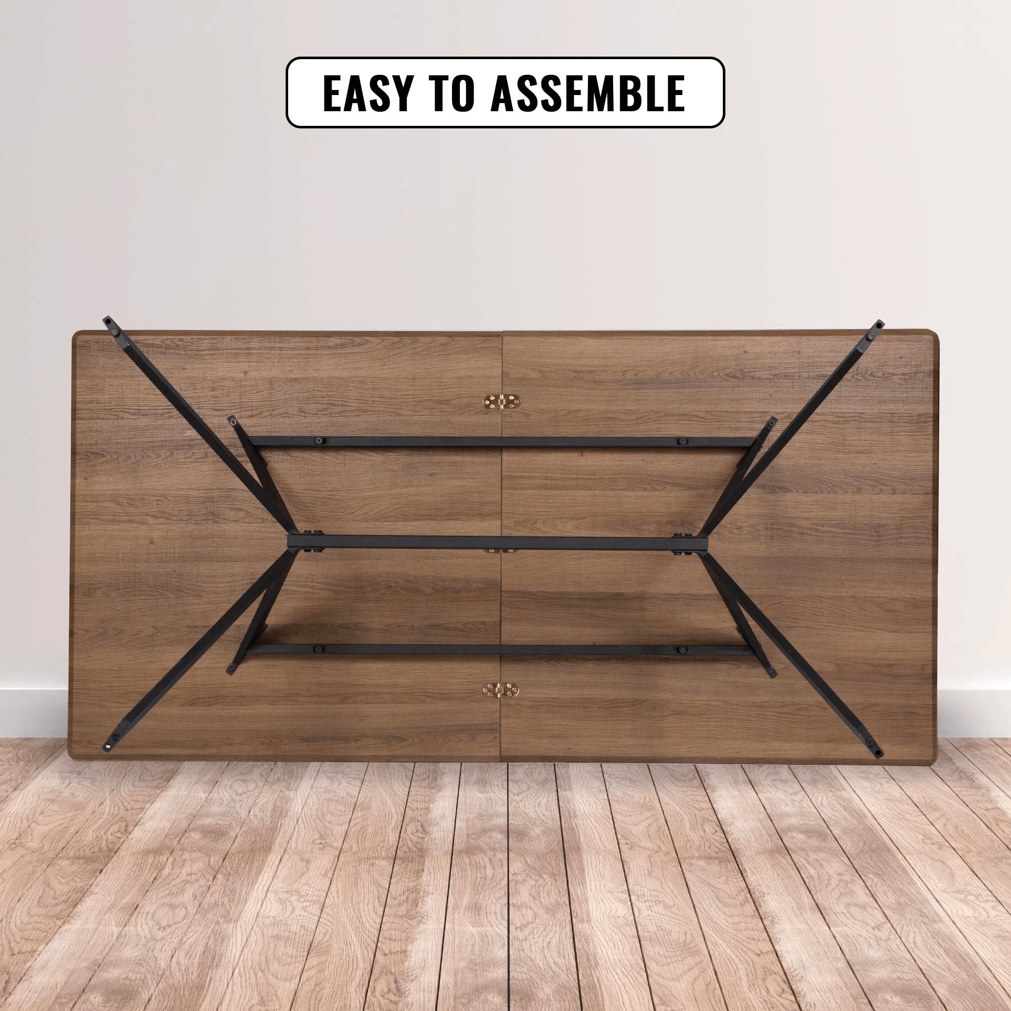 71" Rectangle Mid-Century Modern Wooden Dining Table for 6-8 Kitchen Table with Metal Legs - Luckyermore