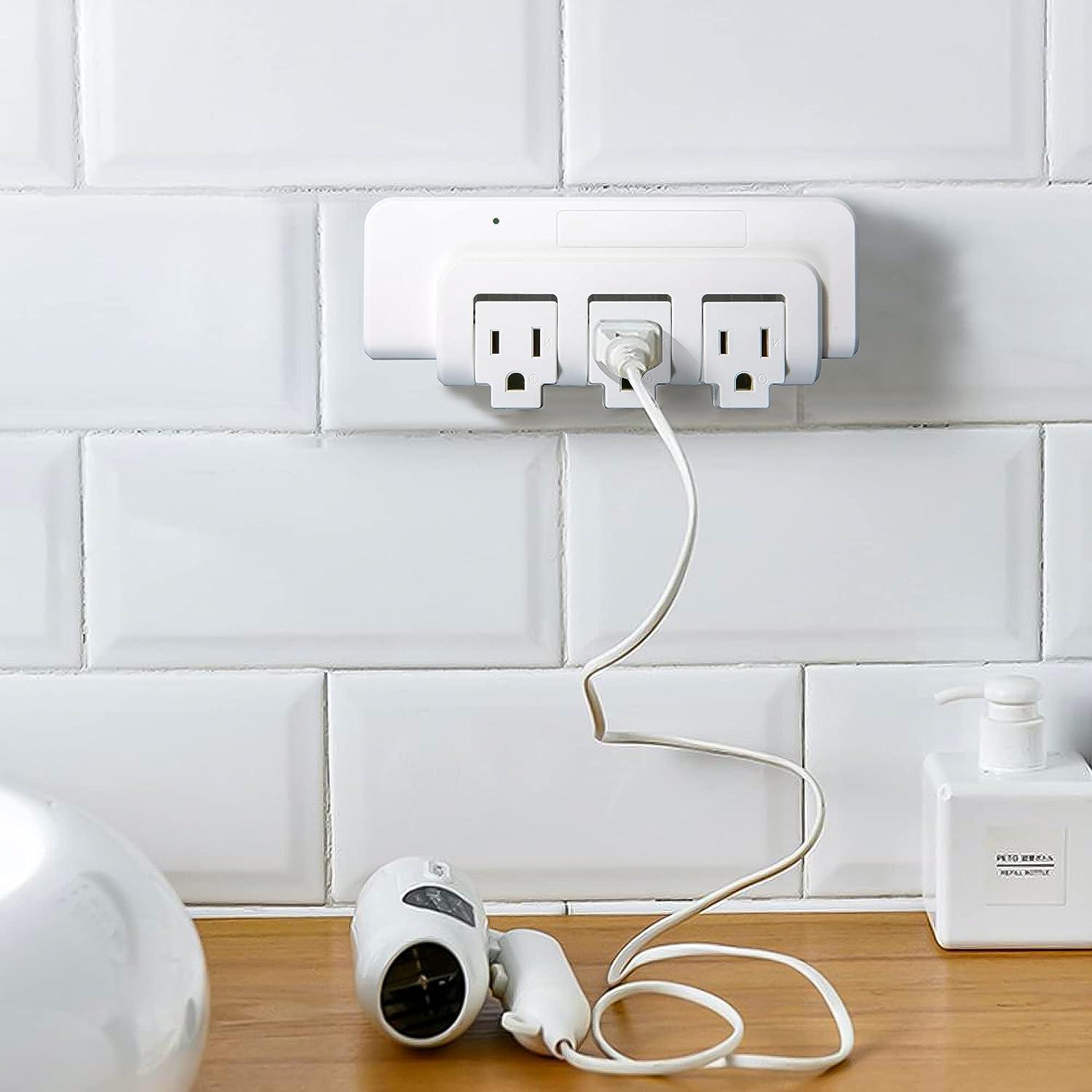 Set of 2 Portable Rotating Power Strip 3 Outlets with Surge Protector for Home Office Travel - Luckyermore
