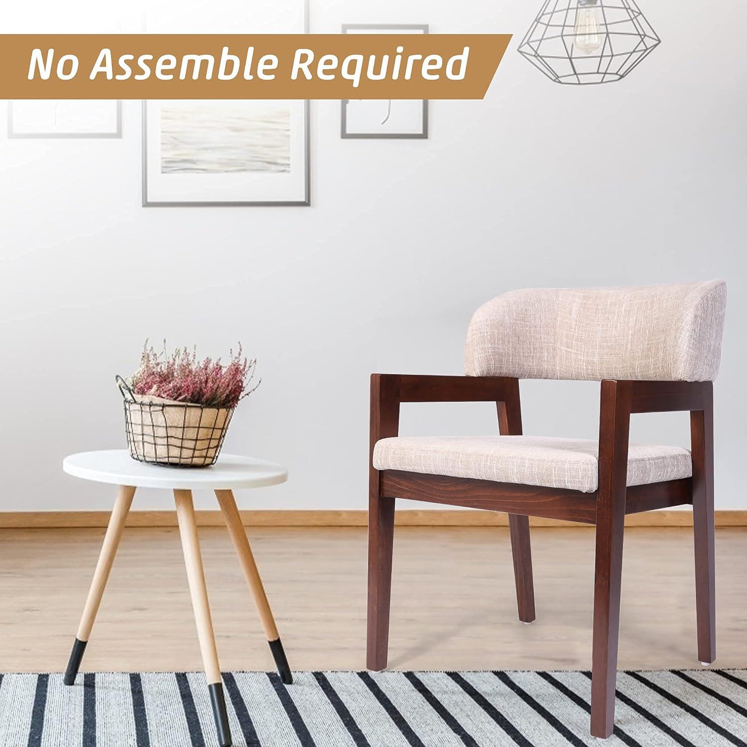 LUCKYERMORE Mid Century Dining Chairs Upholstered Side Chairs with Beech Wood Frame and Armrest