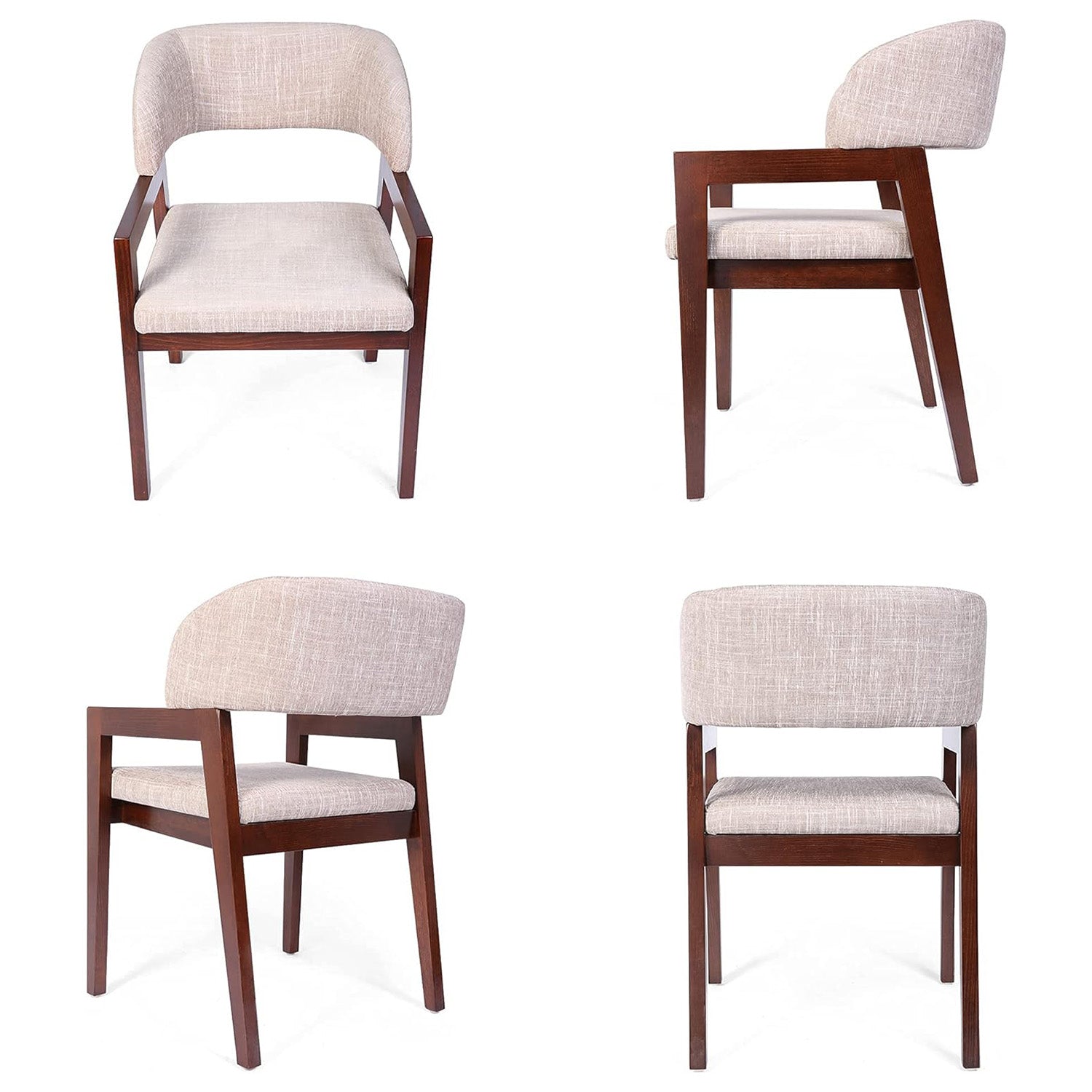 Mid-Century Modern Dining Chairs Upholstered Side Chairs with Beech Wood Frame and Armrest - Luckyermore