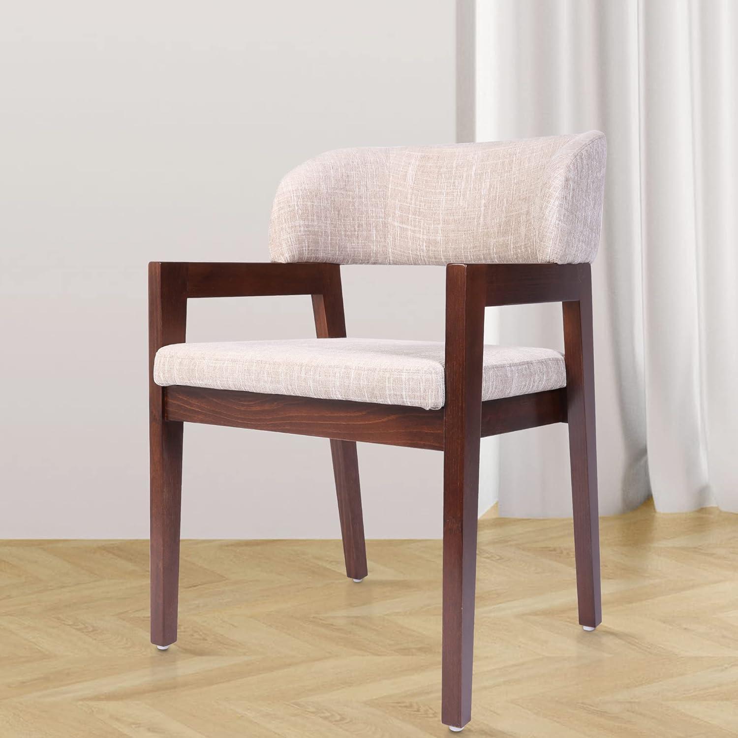 LUCKYERMORE Mid Century Dining Chairs Upholstered Side Chairs with Beech Wood Frame and Armrest
