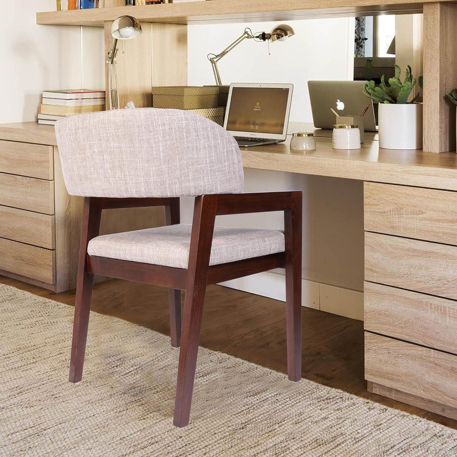 LUCKYERMORE Mid Century Dining Chairs Upholstered Side Chairs with Beech Wood Frame and Armrest
