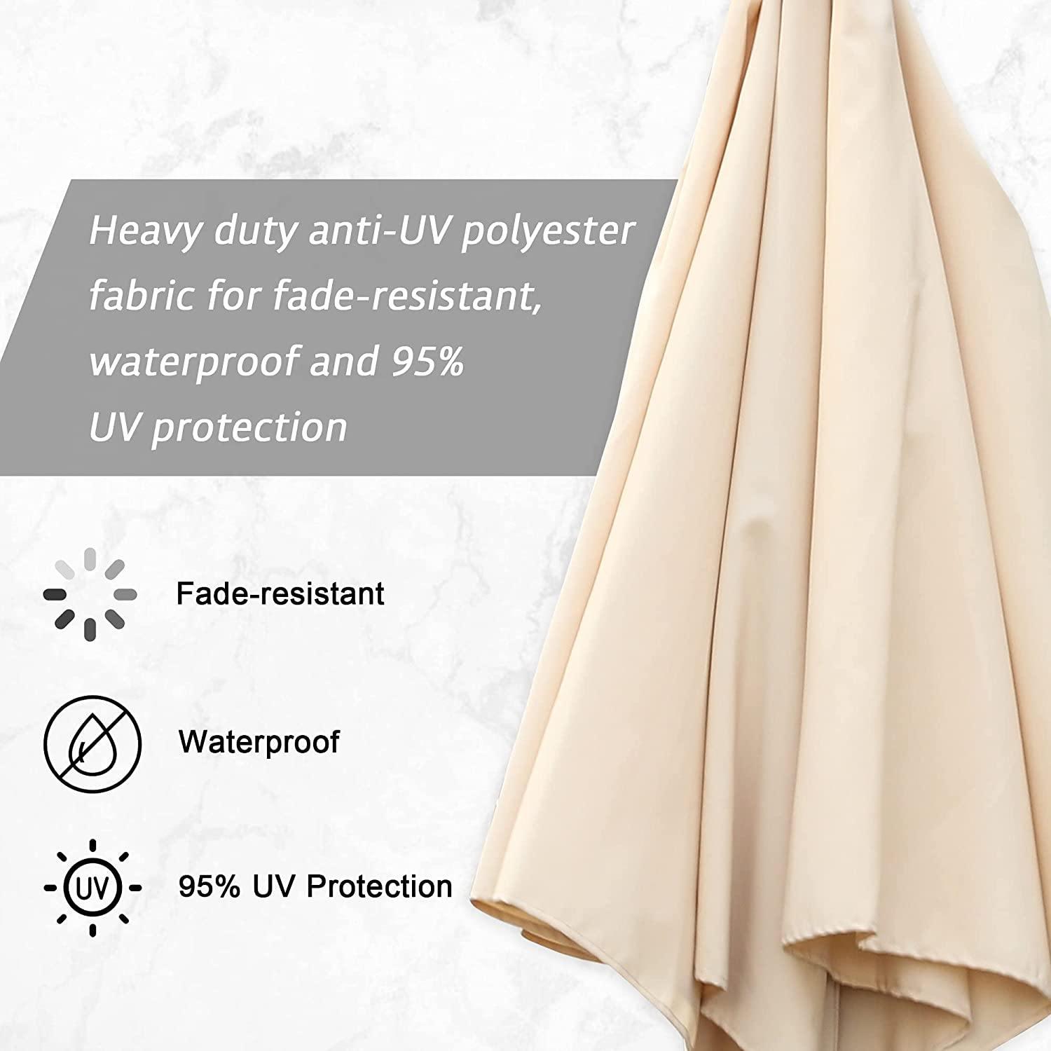 Patio Umbrella Outdoor Offset Hanging Umbrella with 6 Ribs and Crank, Beige - Luckyermore