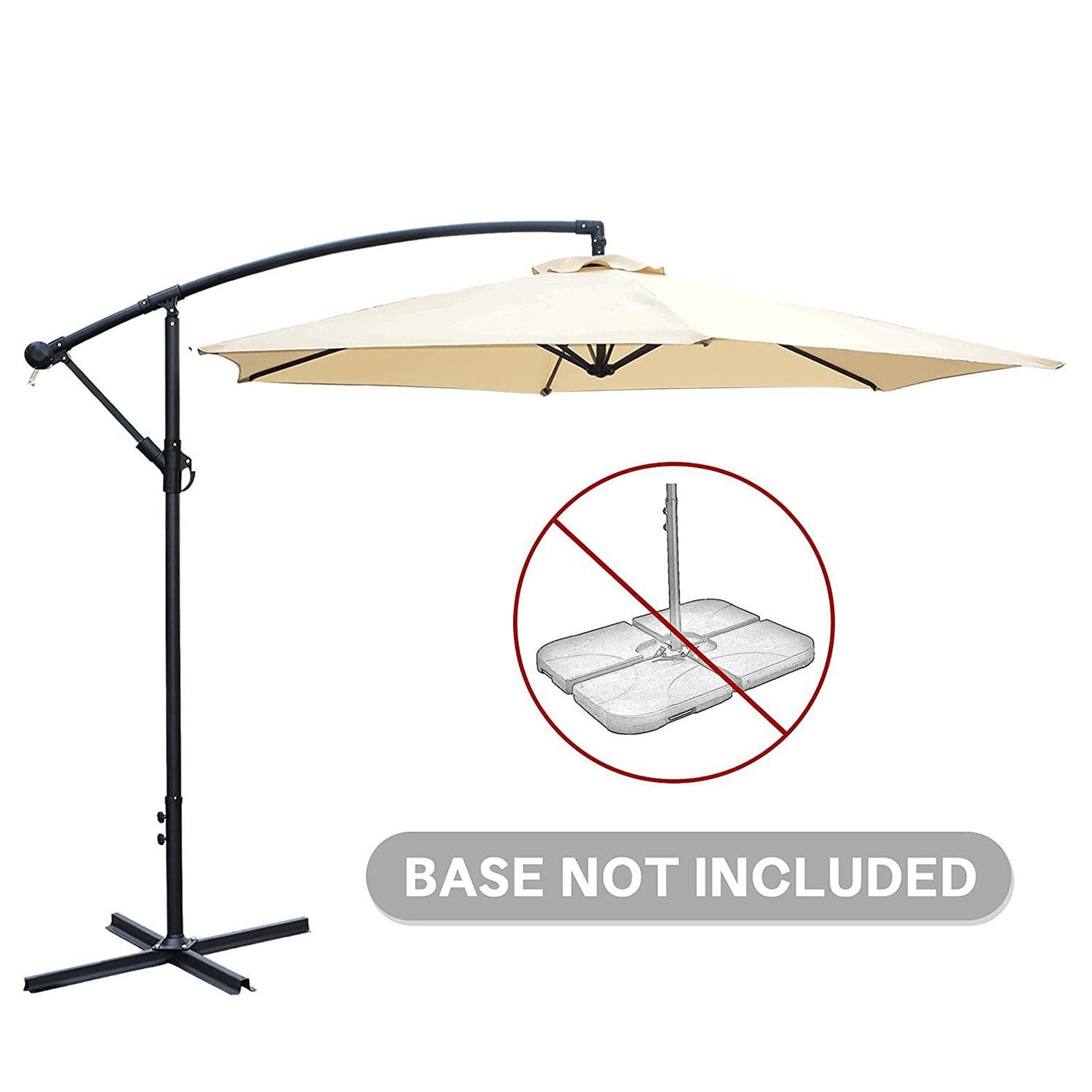 Patio Umbrella Outdoor Offset Hanging Umbrella with 6 Ribs and Crank, Beige - Luckyermore