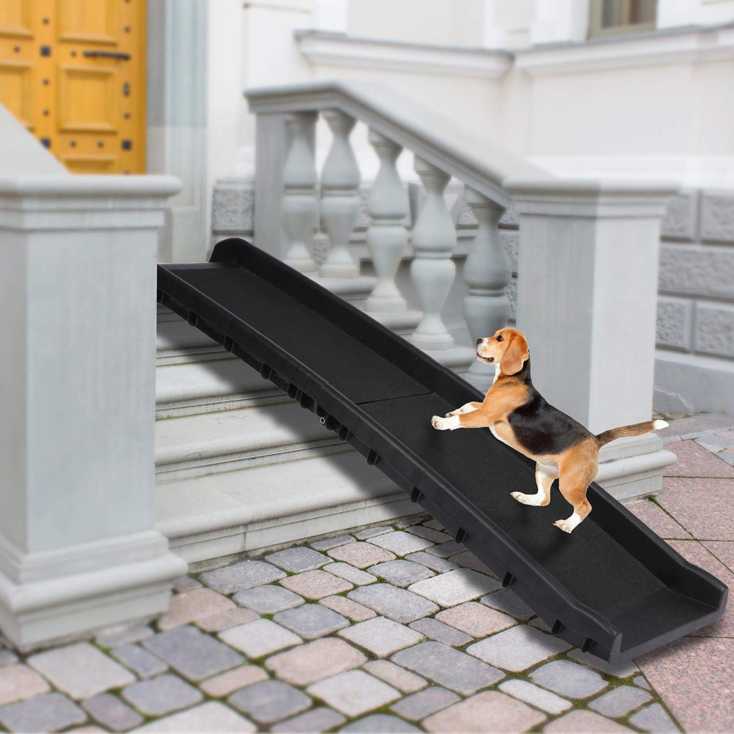 5ft Folding Dog Ramp Portable Anti-Slip Pet Ramp with Raised Side 2 Replacement Surface, Black - Luckyermore