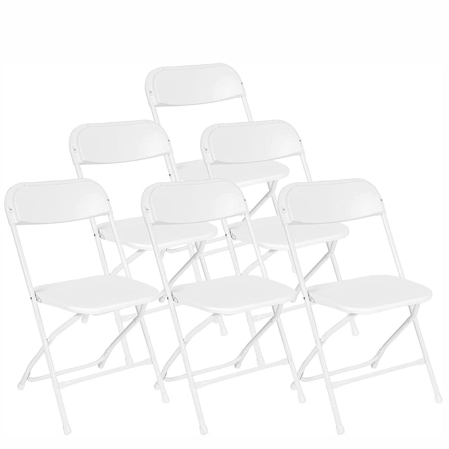 LUCKYERMORE Set of 6 Folding Chairs Plastic Outdoor Party Chairs Stackable Indoor Outdoor Chair