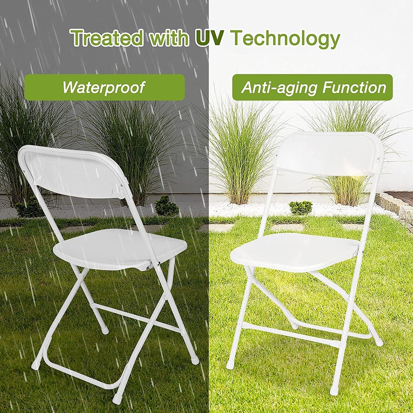 LUCKYERMORE Set of 6 Folding Chairs Plastic Outdoor Party Chairs Stackable Indoor Outdoor Chair