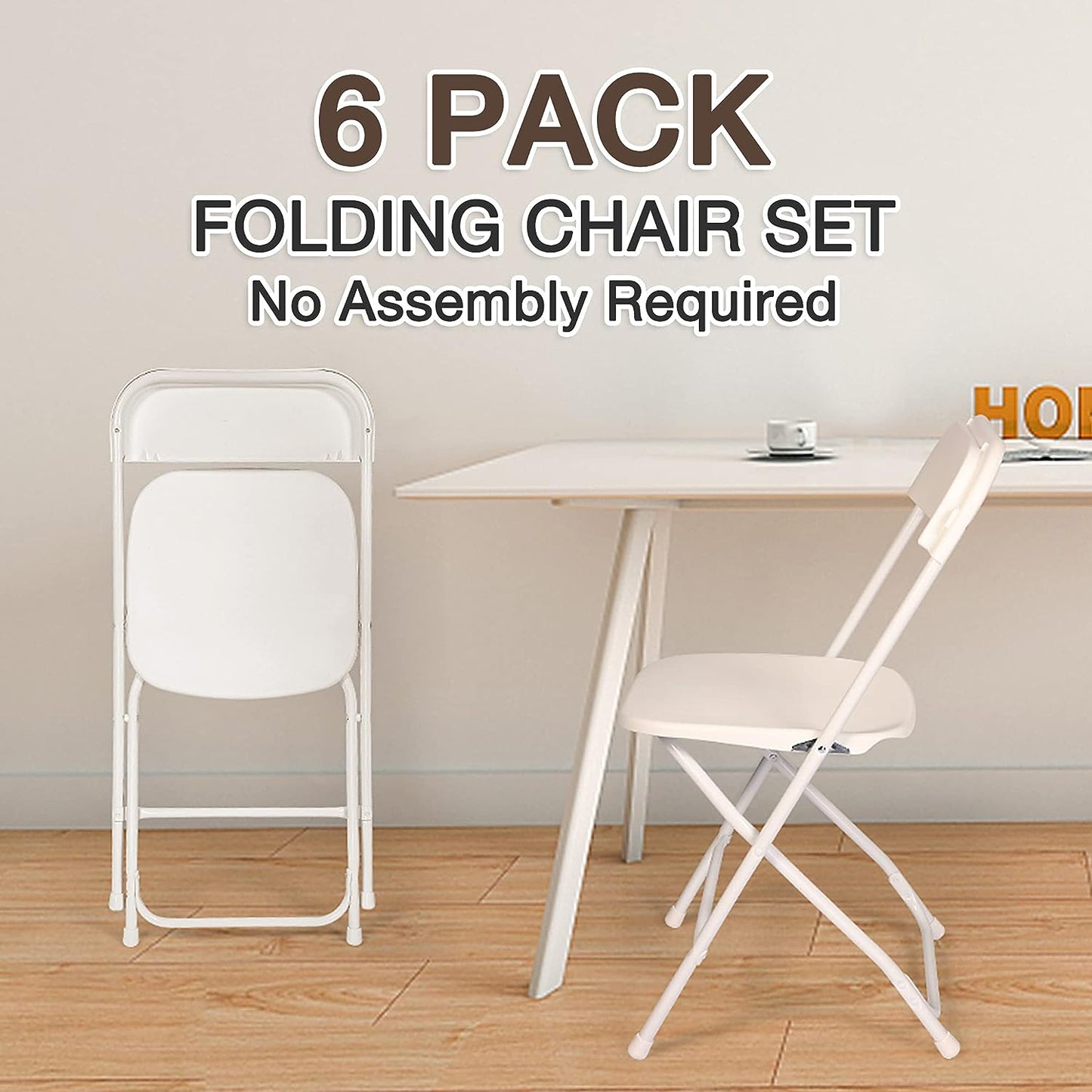 LUCKYERMORE Set of 6 Folding Chairs Plastic Outdoor Party Chairs Stackable Indoor Outdoor Chair
