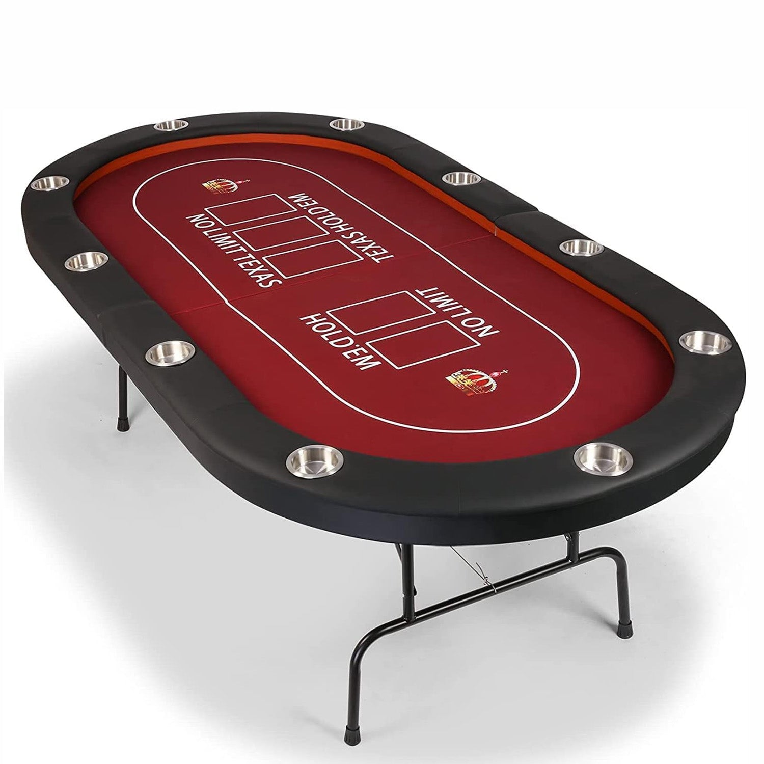90.5" Folding Poker Table 10 Player Casino Texas Holdem Table for Blackjack Board Game, Red