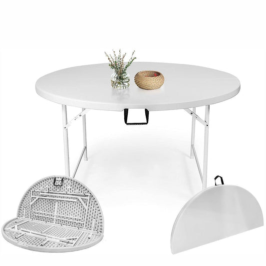 LUCKYERMORE 53” Portable Folding Round Table for 6-8 Plastic Dining Table