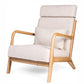 Modern Accent Chair Upholstered Lounge Armchair with Solid Wooden Legs, Beige