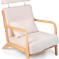 Modern Accent Chair Upholstered Lounge Armchair with Solid Wooden Legs, Beige