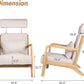 Modern Accent Chair Upholstered Lounge Armchair with Solid Wooden Legs, Beige