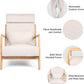 Modern Accent Chair Upholstered Lounge Armchair with Solid Wooden Legs, Beige