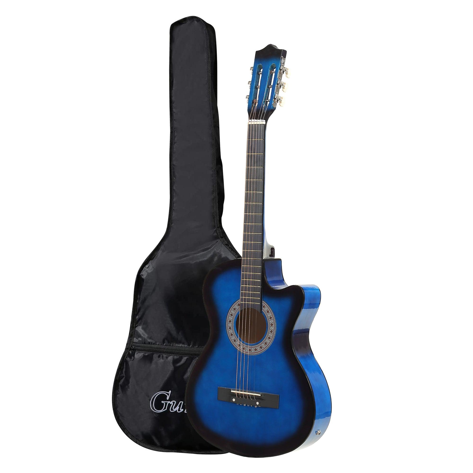 38" Acoustic Electric Guitar for Beginners All Wood Classic Guitar, Blue - Luckyermore
