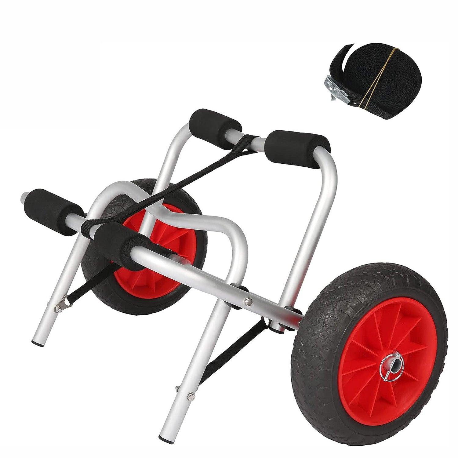 Universal Kayak Cart Foldable Kayak Trolley Canoe Carrier Cart with Solid Tires - Luckyermore