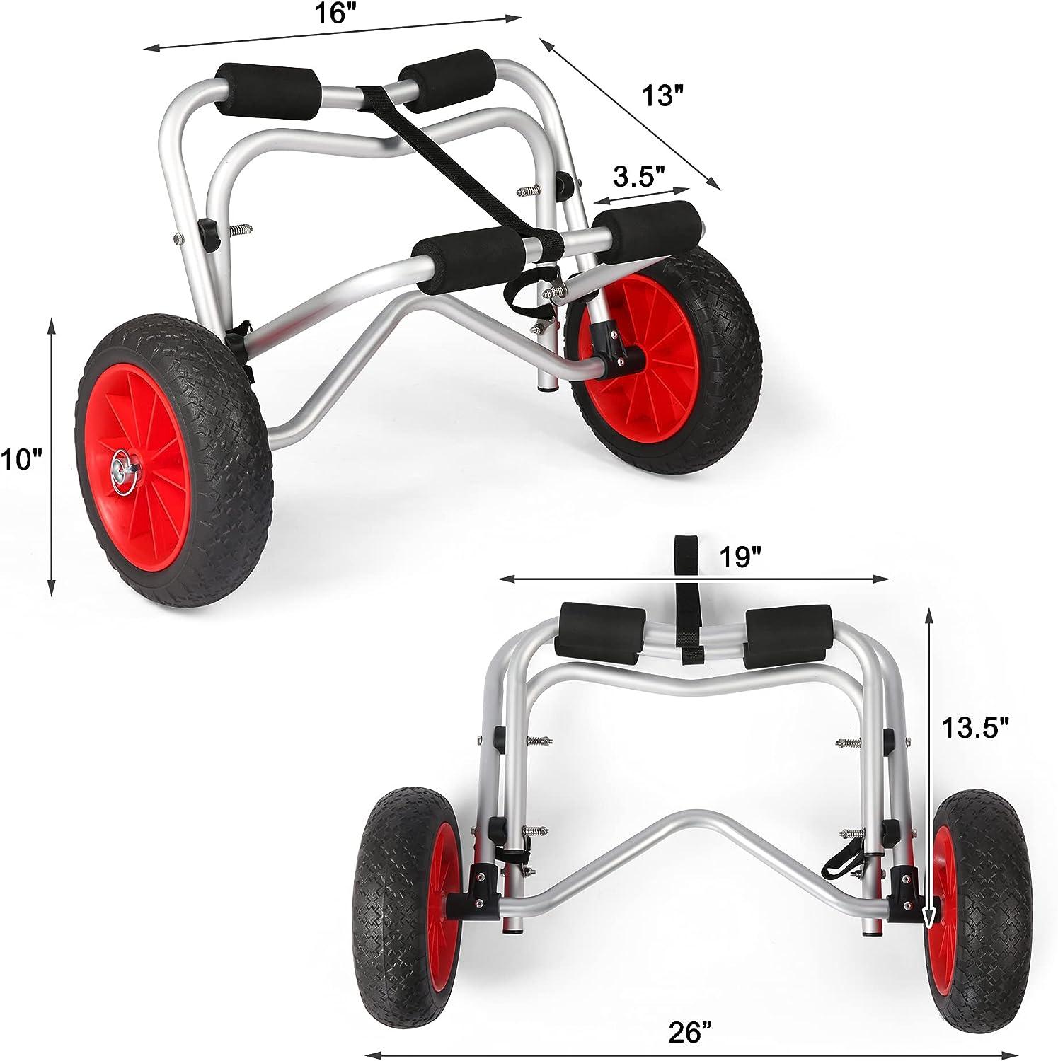 Universal Kayak Cart Foldable Kayak Trolley Canoe Carrier Cart with Solid Tires - Luckyermore