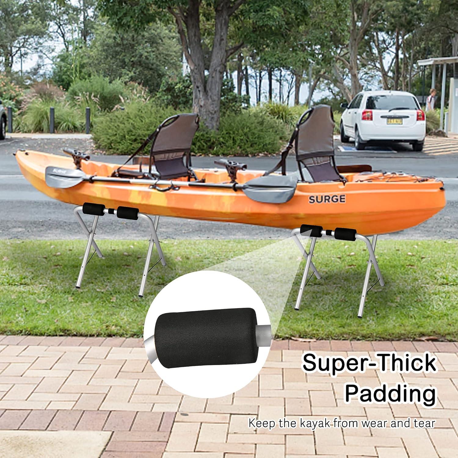 Set of 2 Universal Kayak Storage Racks Collapsible Kayak Stand for Canoe Boat SUP - Luckyermore