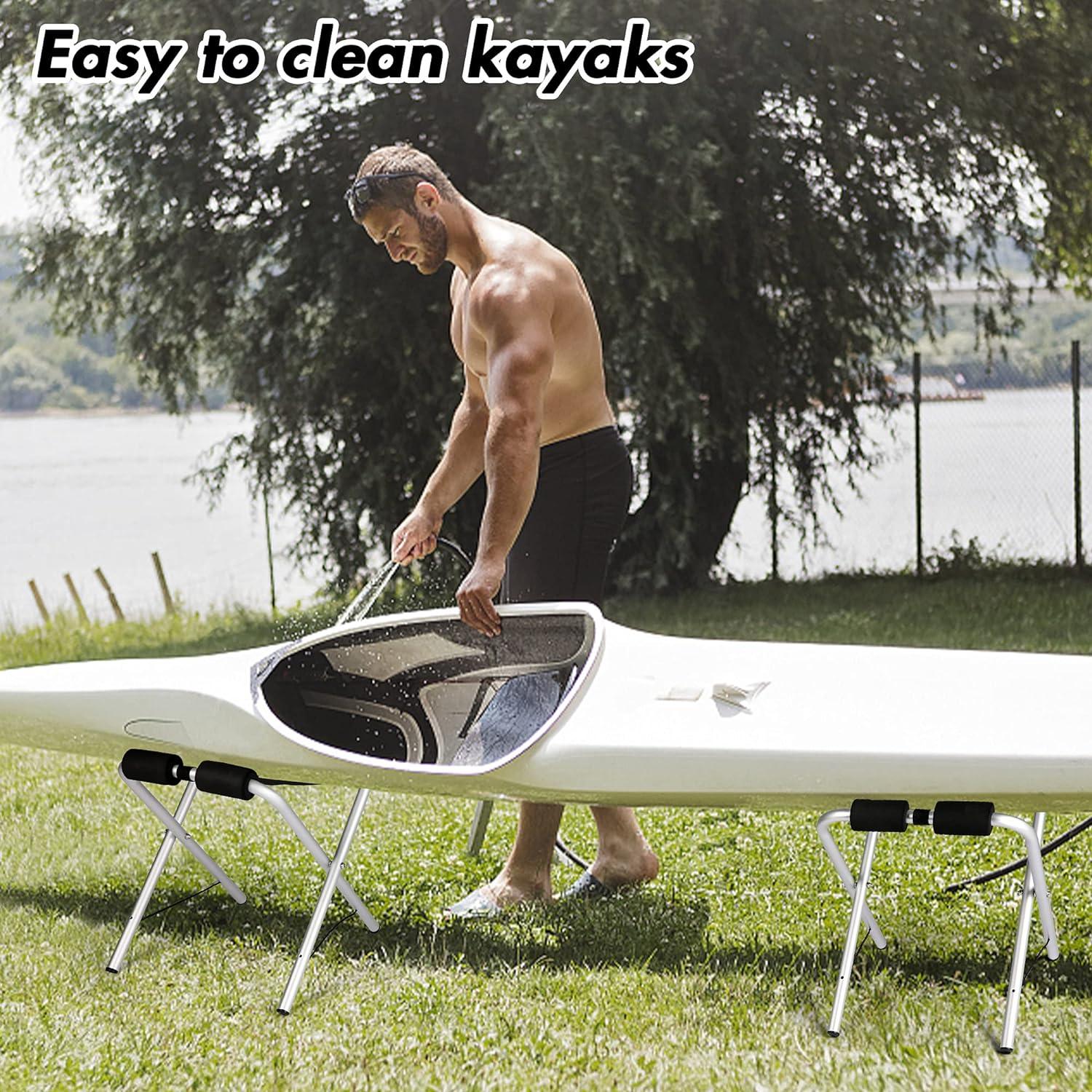 Set of 2 Universal Kayak Storage Racks Collapsible Kayak Stand for Canoe Boat SUP - Luckyermore