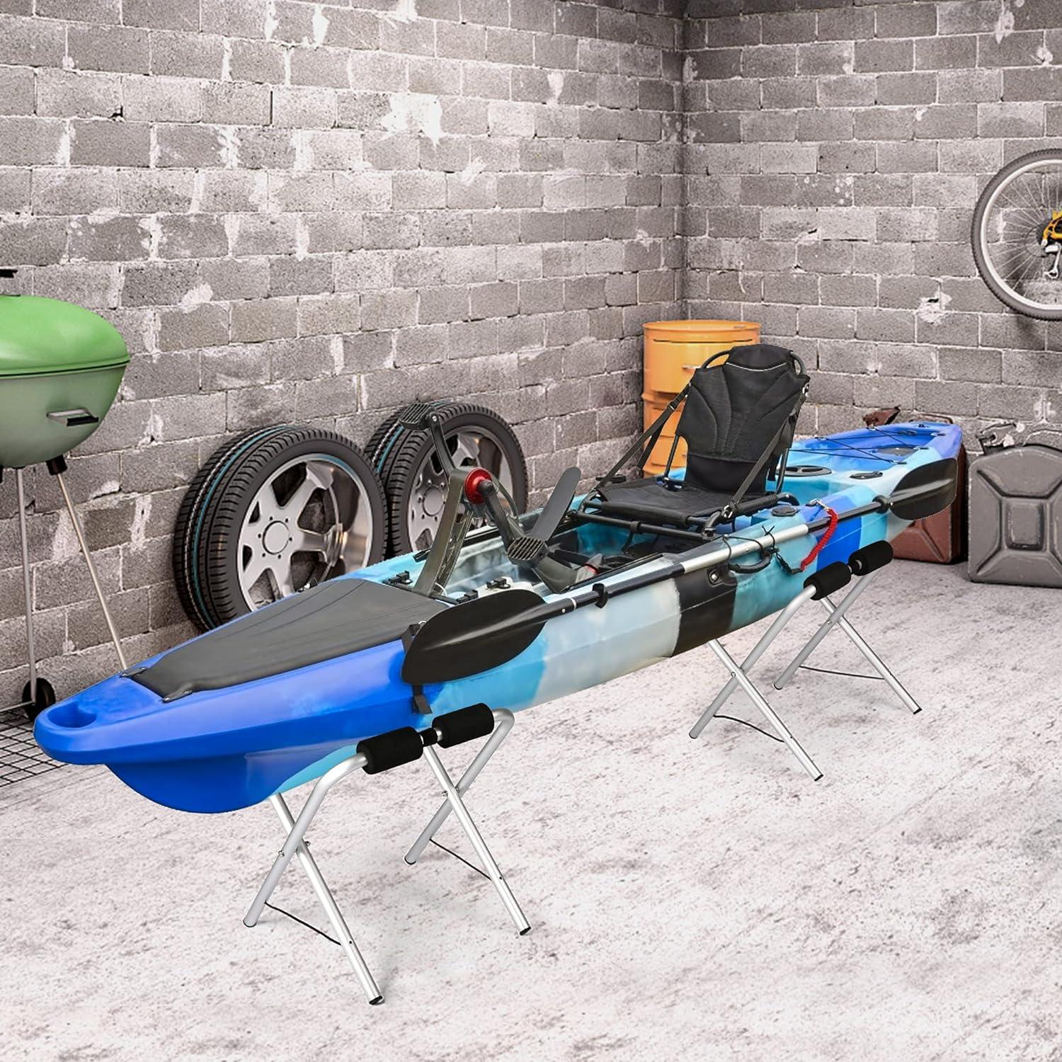 Set of 2 Universal Kayak Storage Racks Collapsible Kayak Stand for Canoe Boat SUP - Luckyermore
