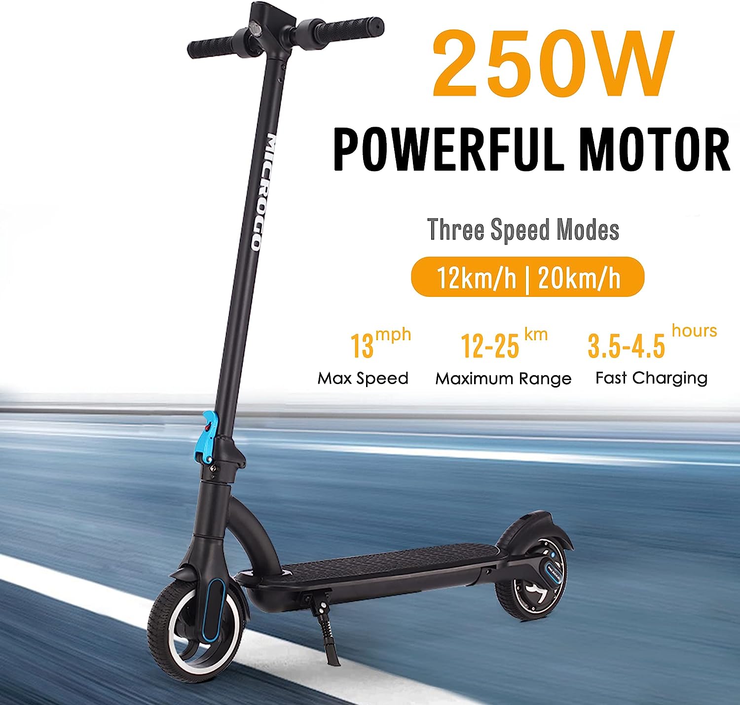 Luckyermore Two Speed Mode Commuting Electric Kick Scooter with LED Display, Black