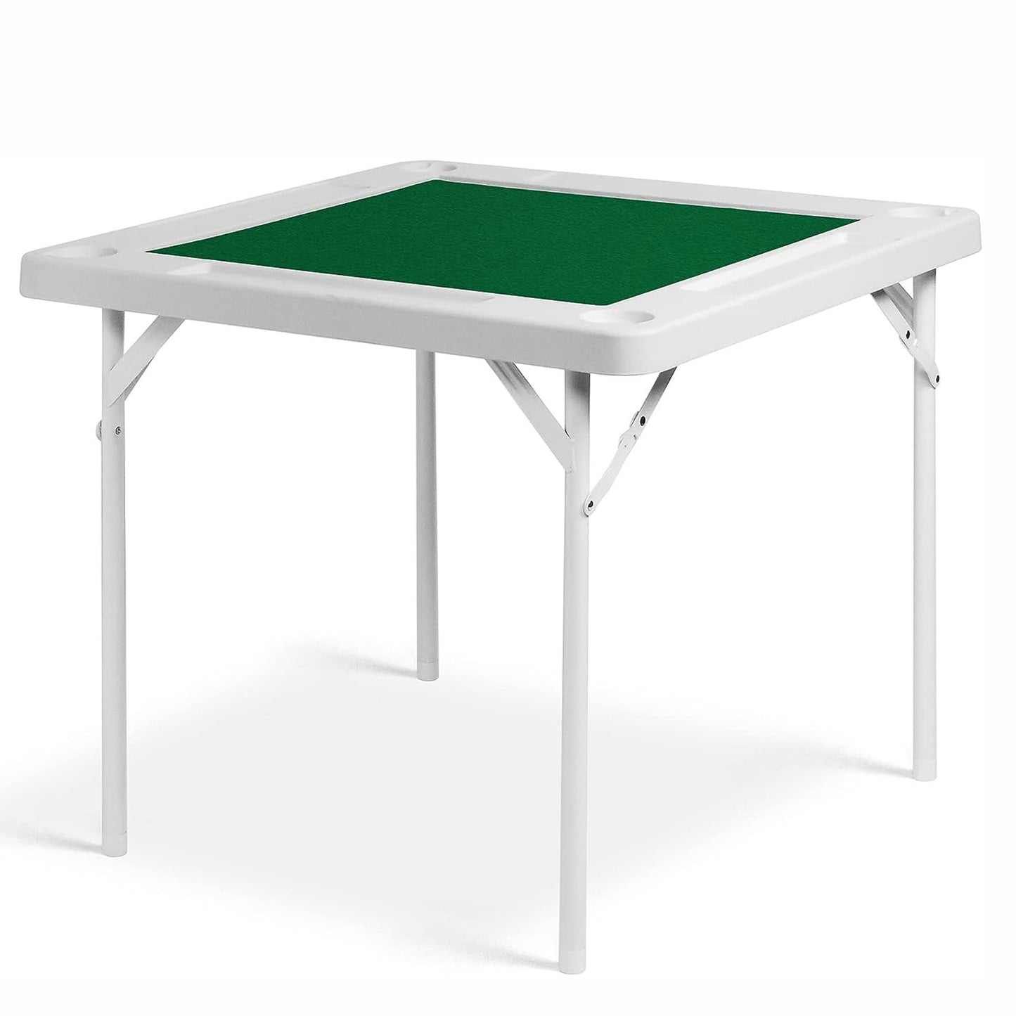 LUCKYERMORE 35.4" Folding Mahjong Table Square Poker Table with Cup Holders and Chip Trays