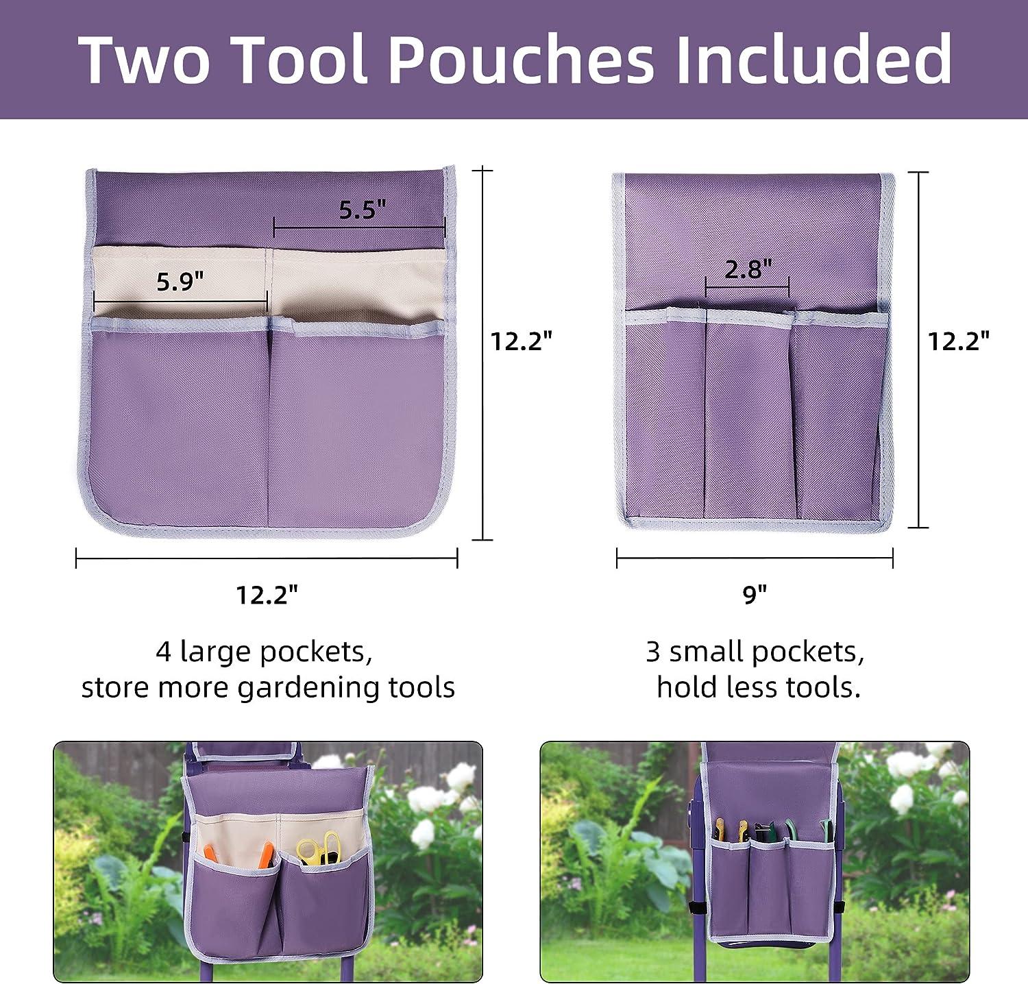 LUCKYERMORE Upgrade Garden Kneeler Seat Garden Stools Bench with 2 Tool Pouches, Purple
