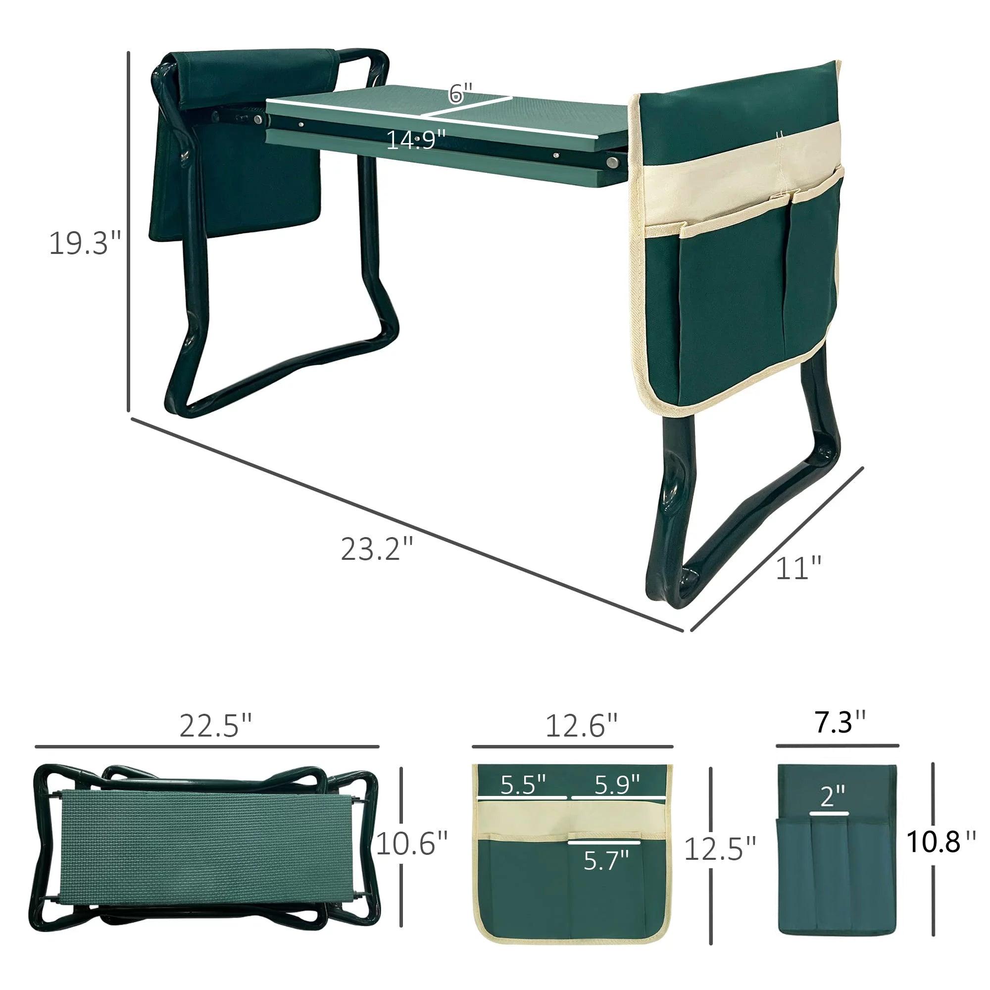 LUCKYERMORE Garden Kneeler Folding Garden Stools Bench and Seat with 2 Tool Pouches, New