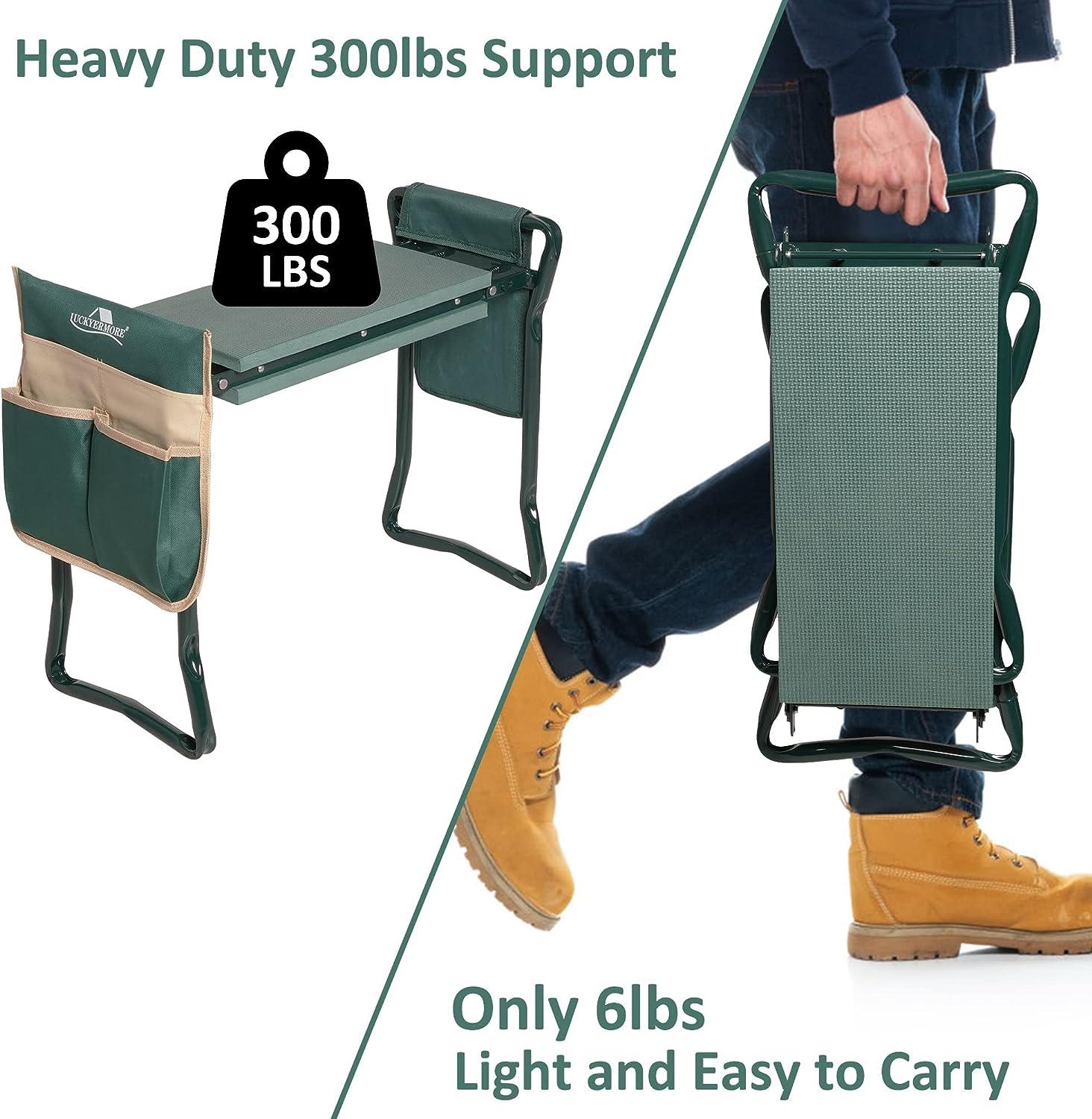 LUCKYERMORE Widen Garden Kneeler Folding Garden Stools Bench and Seat with 2 Tool Pouches