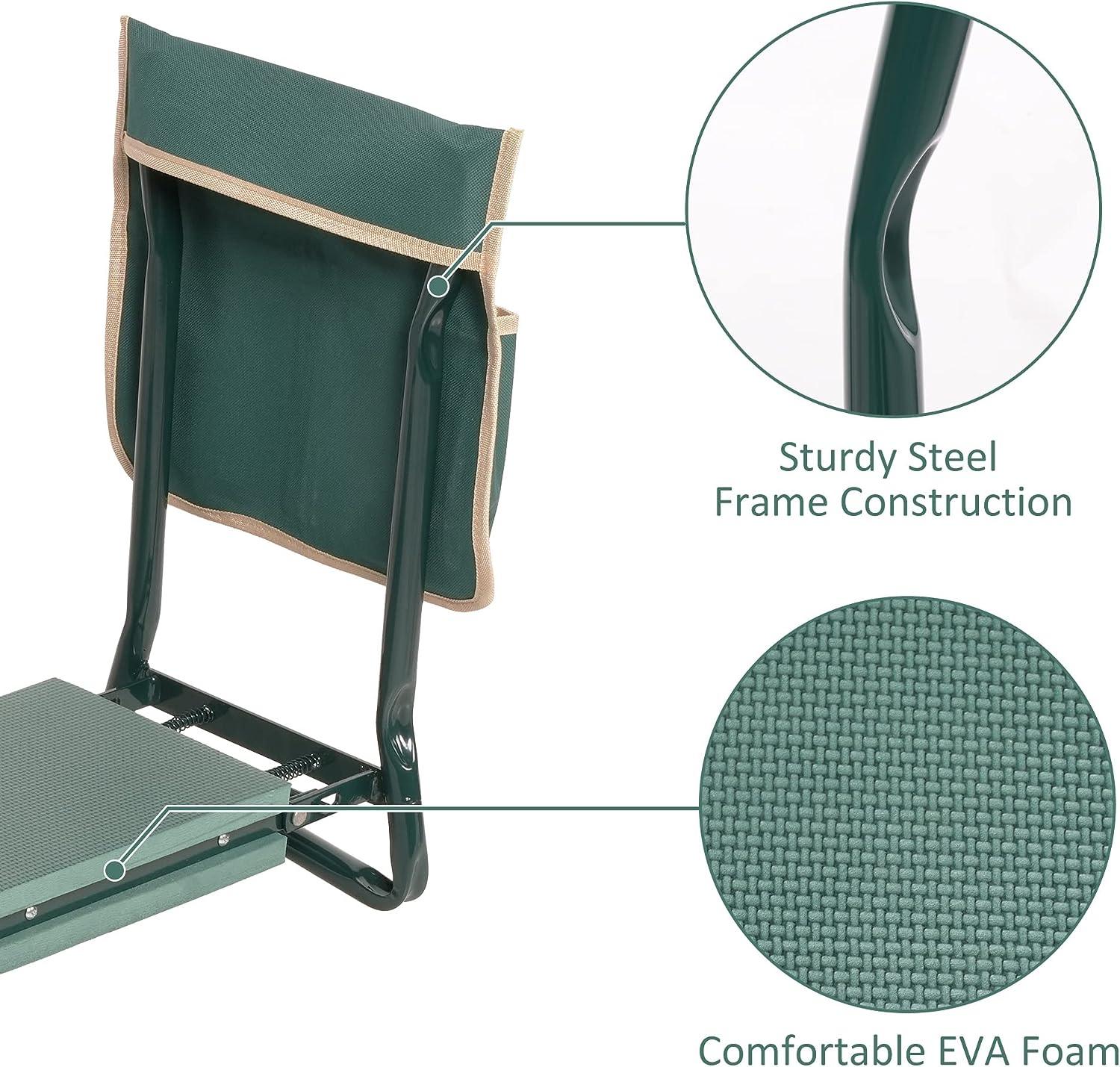 LUCKYERMORE Widen Garden Kneeler Folding Garden Stools Bench and Seat with 2 Tool Pouches